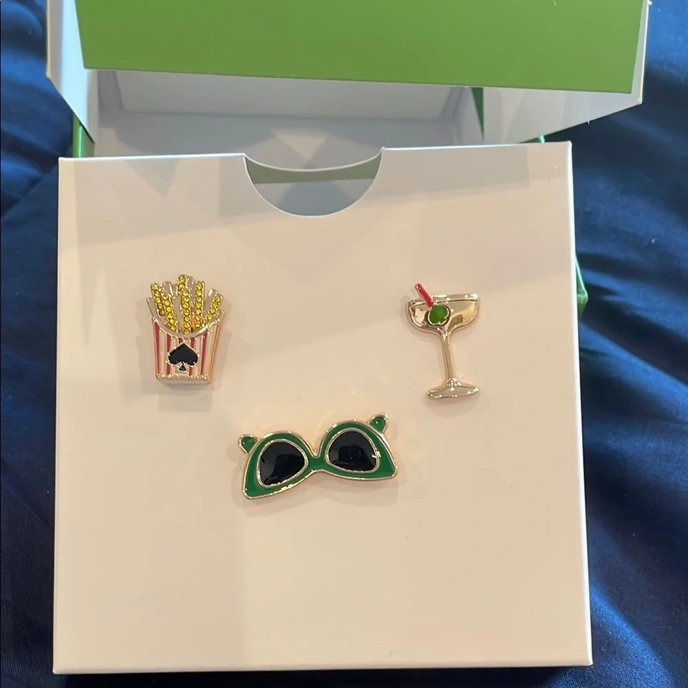 Kate Spade Brooch Set – French Fries, Martini & Sunglasses Pins (3 Pc) NWT